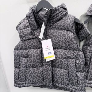 New Lululemon Wunder Puff Cropped Vest Leopard Daisy Black Size 2 (run Bigger)
